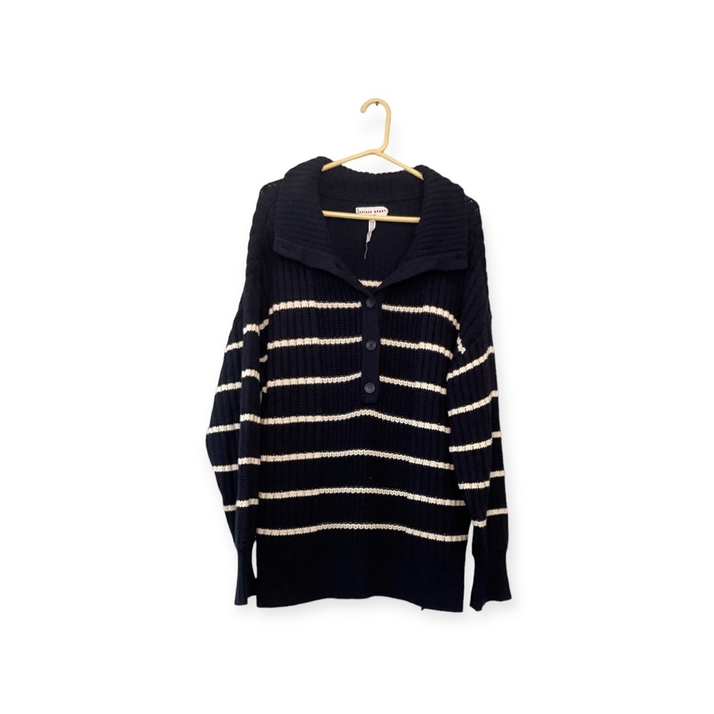 Women’s navy and white striped A Piece‎ Apart knit sweater, size XL